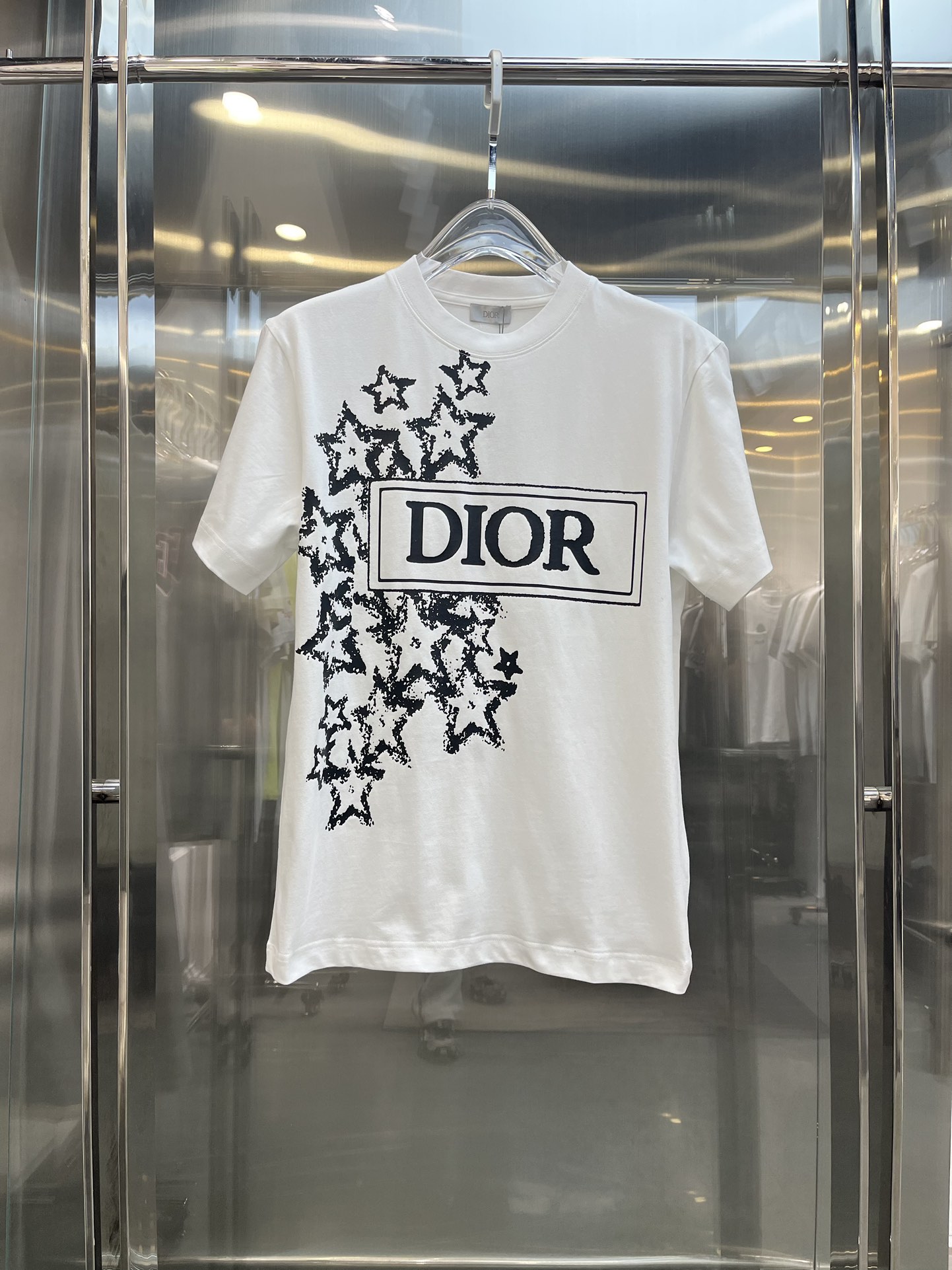 Dior Kleding T-Shirt AAA -replica
 Zwart Wit Afdrukken Unisex Katoen Lente/Zomercollectie Korte mouw