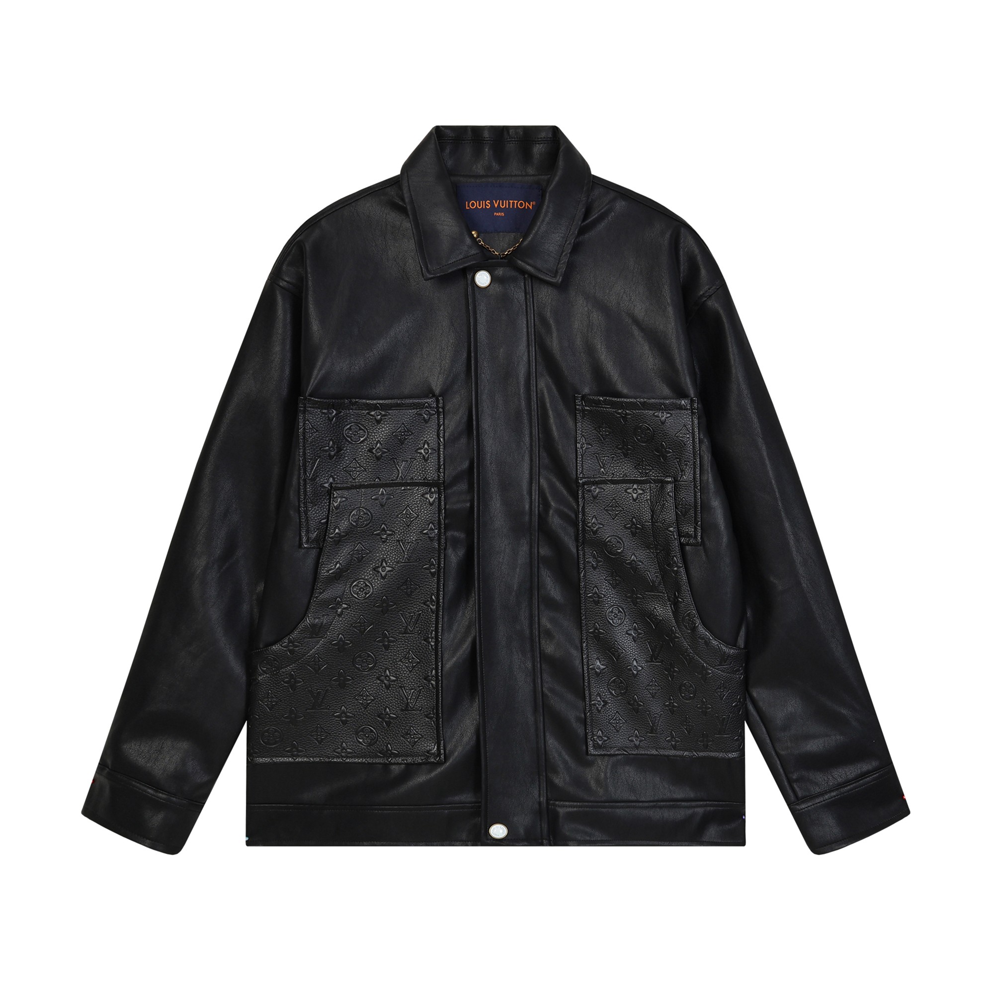 P210 Chaqueta de piel con bolsillos y parches 25ss de la casa del burro, pecho 114-118-122-126, largo 67-69-71-73, homb…