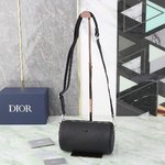 Dior Crossbody & Shoulder Bags Cylinder & Round Bags Beige Black Printing Men Nylon Rubber Oblique