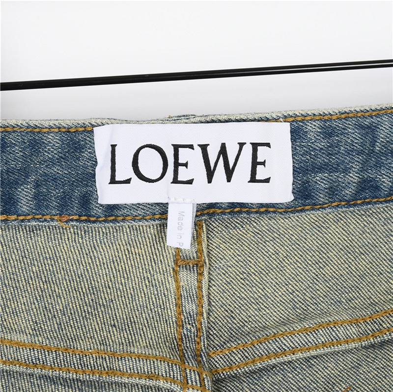 LOEWE/罗意威 故障风格刺绣LOGO牛仔裤