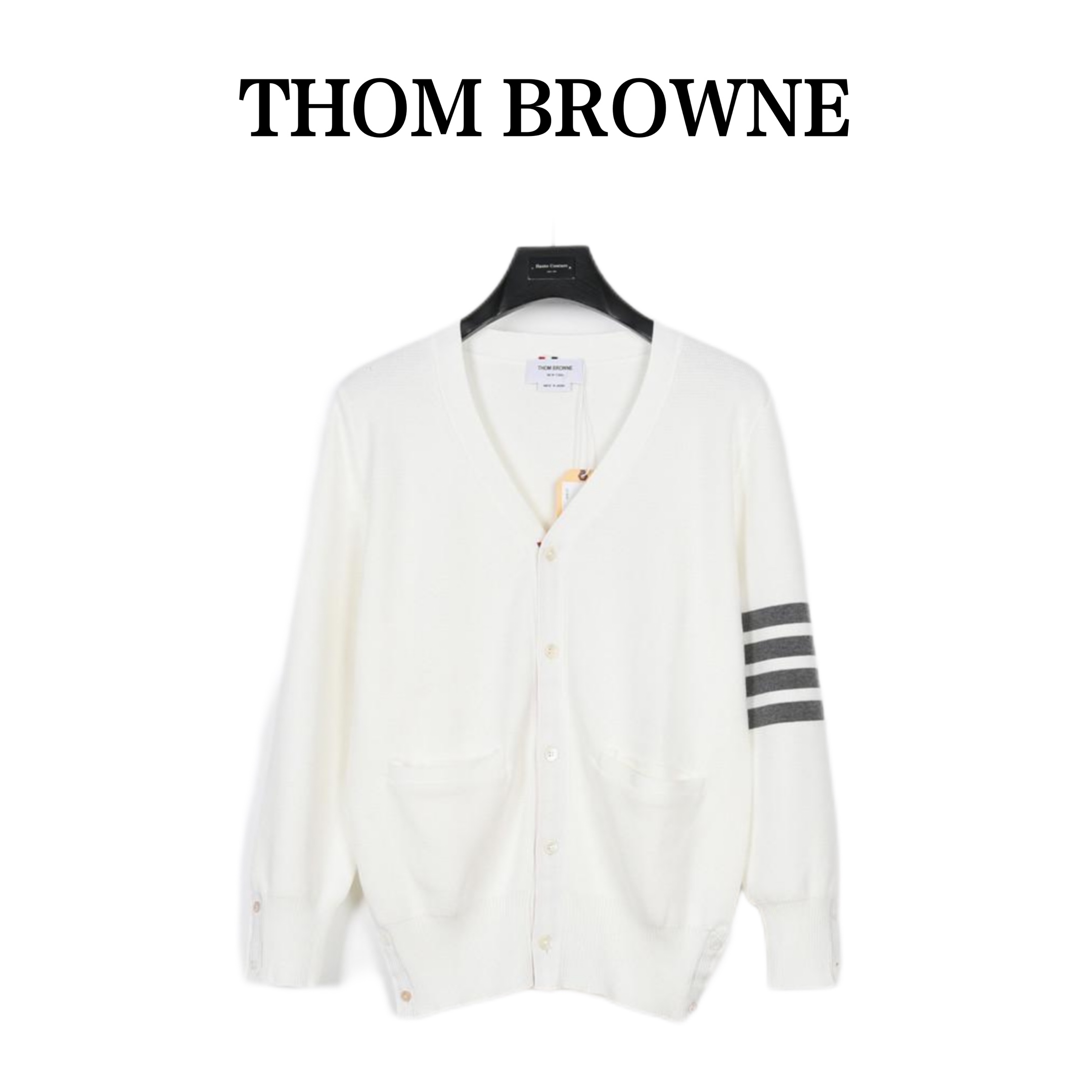 Thom Browne /汤姆布朗四杠条纹色织五扣开衫毛衣