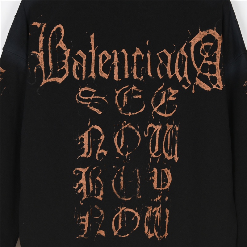 Balenciaga/巴黎世家 梵文印花泥染拉链卫衣外套