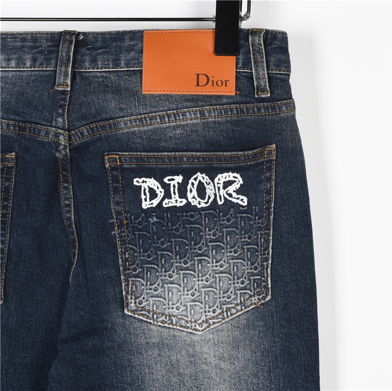 DIOR/迪奥 口袋绣花满印牛仔长裤