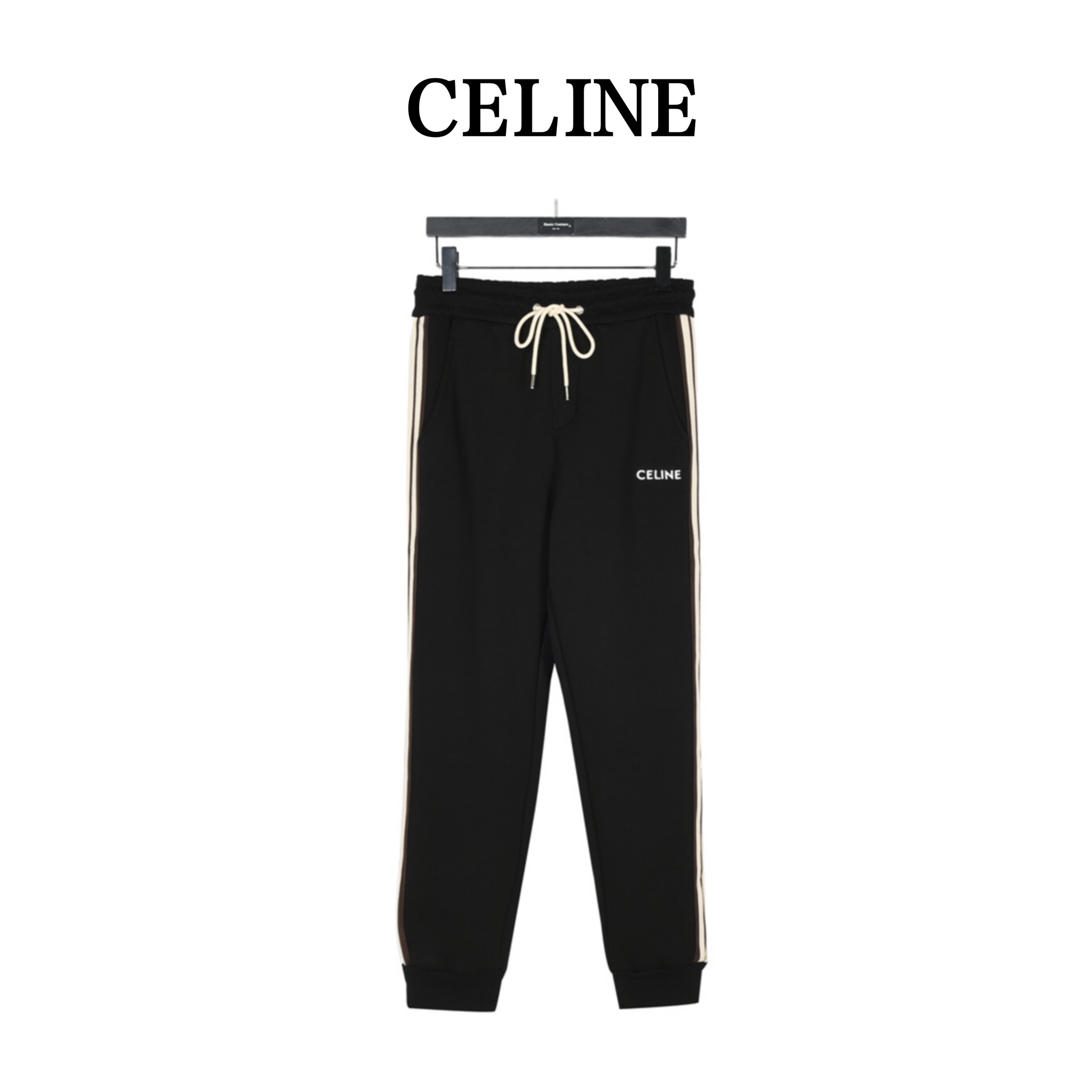 Celine/赛琳侧边织带刺绣标识束脚加绒长裤 Celine赛琳侧边织带刺绣标识束脚加绒长裤