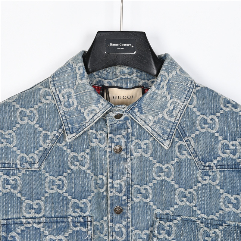 Gucci/古驰 GG提花牛仔夹棉衬衫