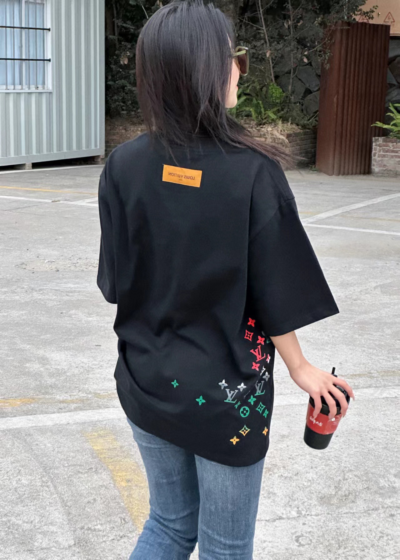 LouisVuitton/路易威登 24ss 老花渐变数码直喷短袖T恤 上身效果＃