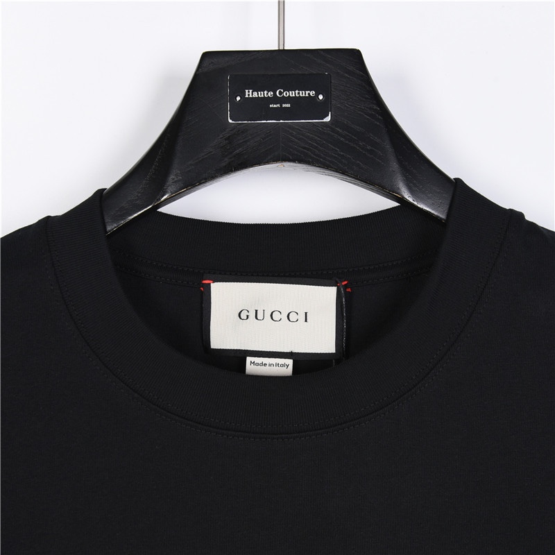 160 Gucci/古驰 24ss 双G互扣logo发泡印花短袖T恤