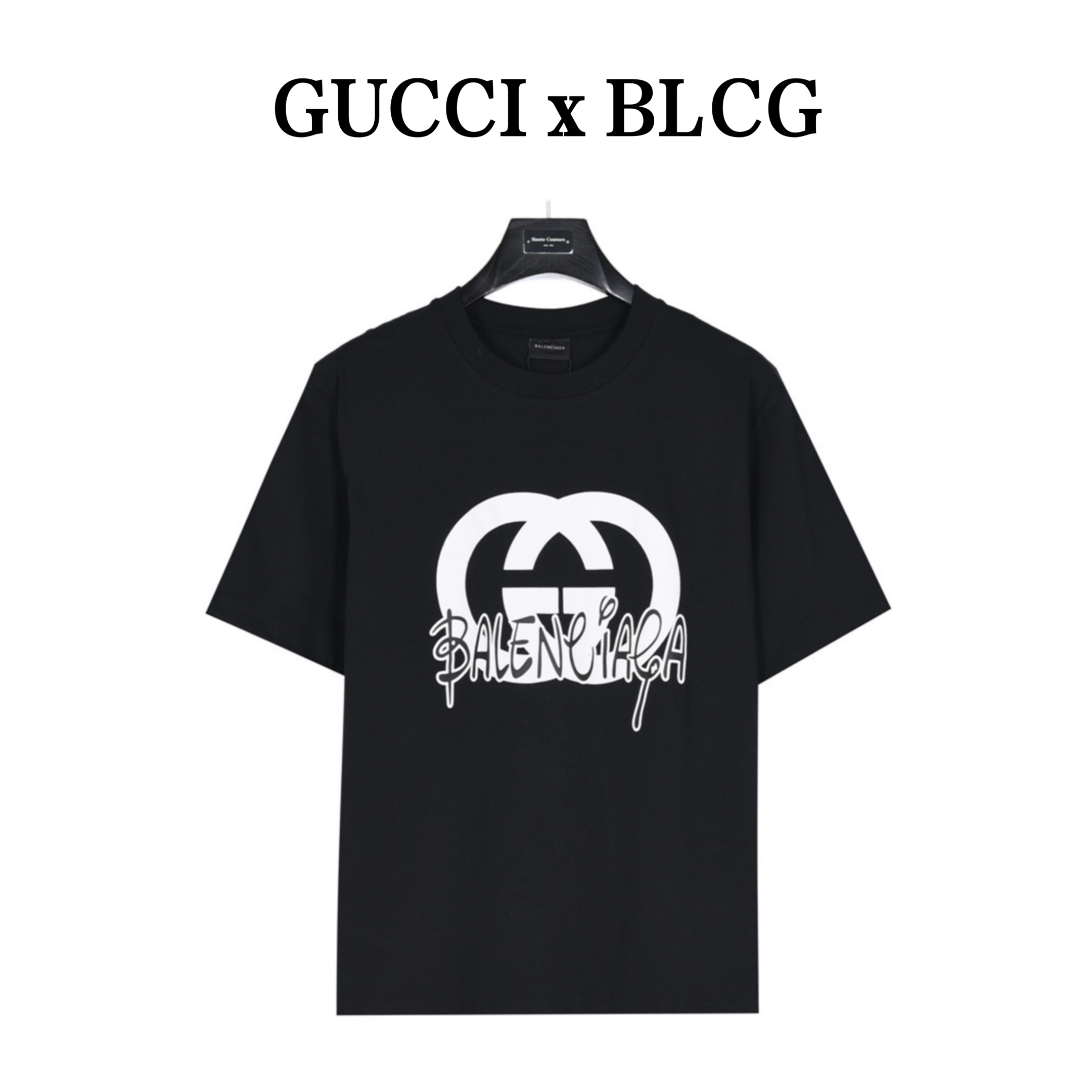 Gucci×Balenciaga 联名双Glogo发泡印花短袖T恤