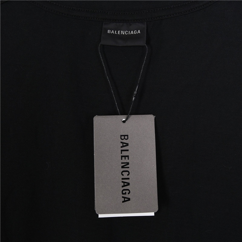 Balenciaga/巴黎世家 比特币双B泥染喷绘破洞做旧短袖T恤