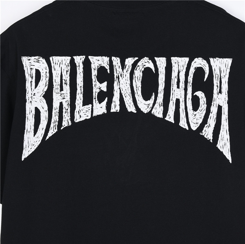 Balenciaga/巴黎世家 沙滩画夜景铁塔印花短袖T恤