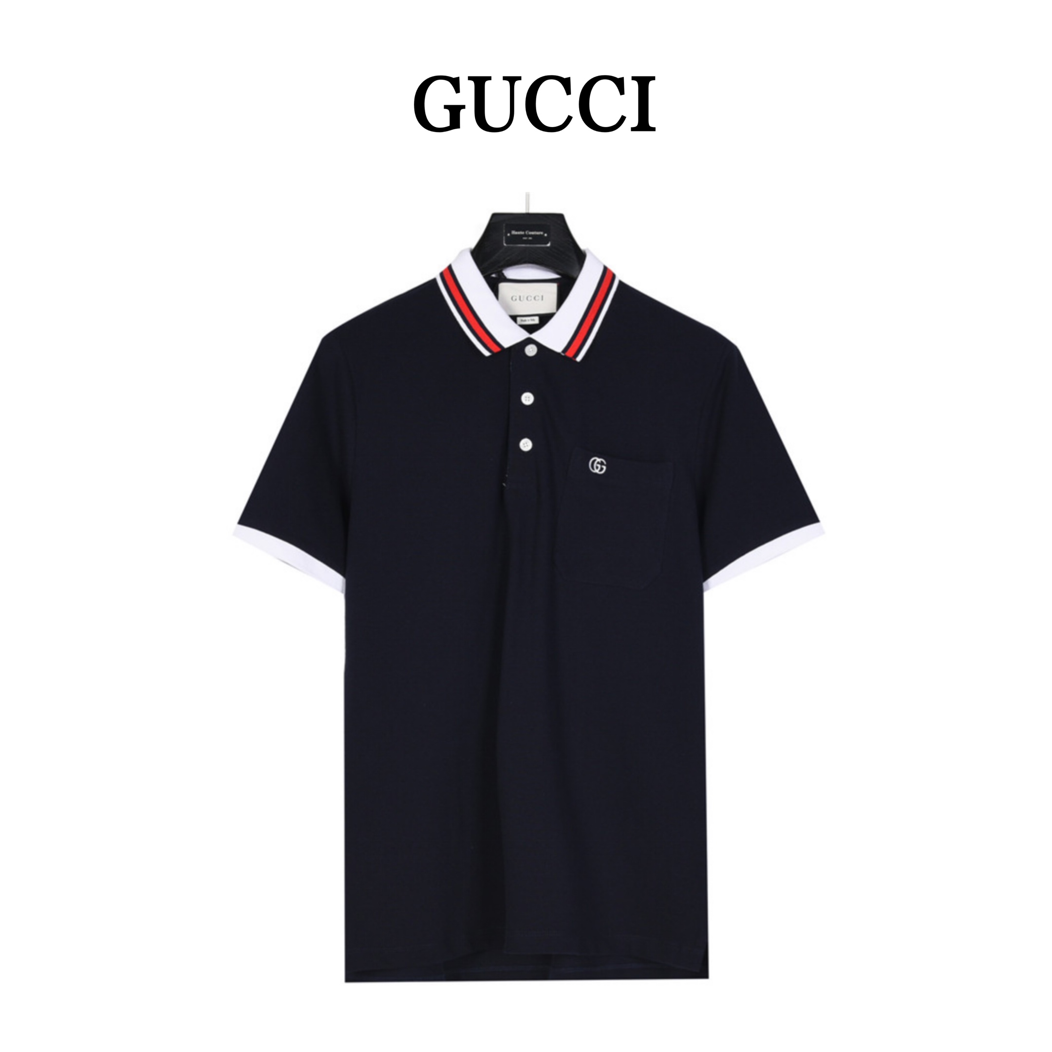 Gucci/古驰经典双G刺绣Polo 经典图案巧妙糅合纹理与缀饰细节