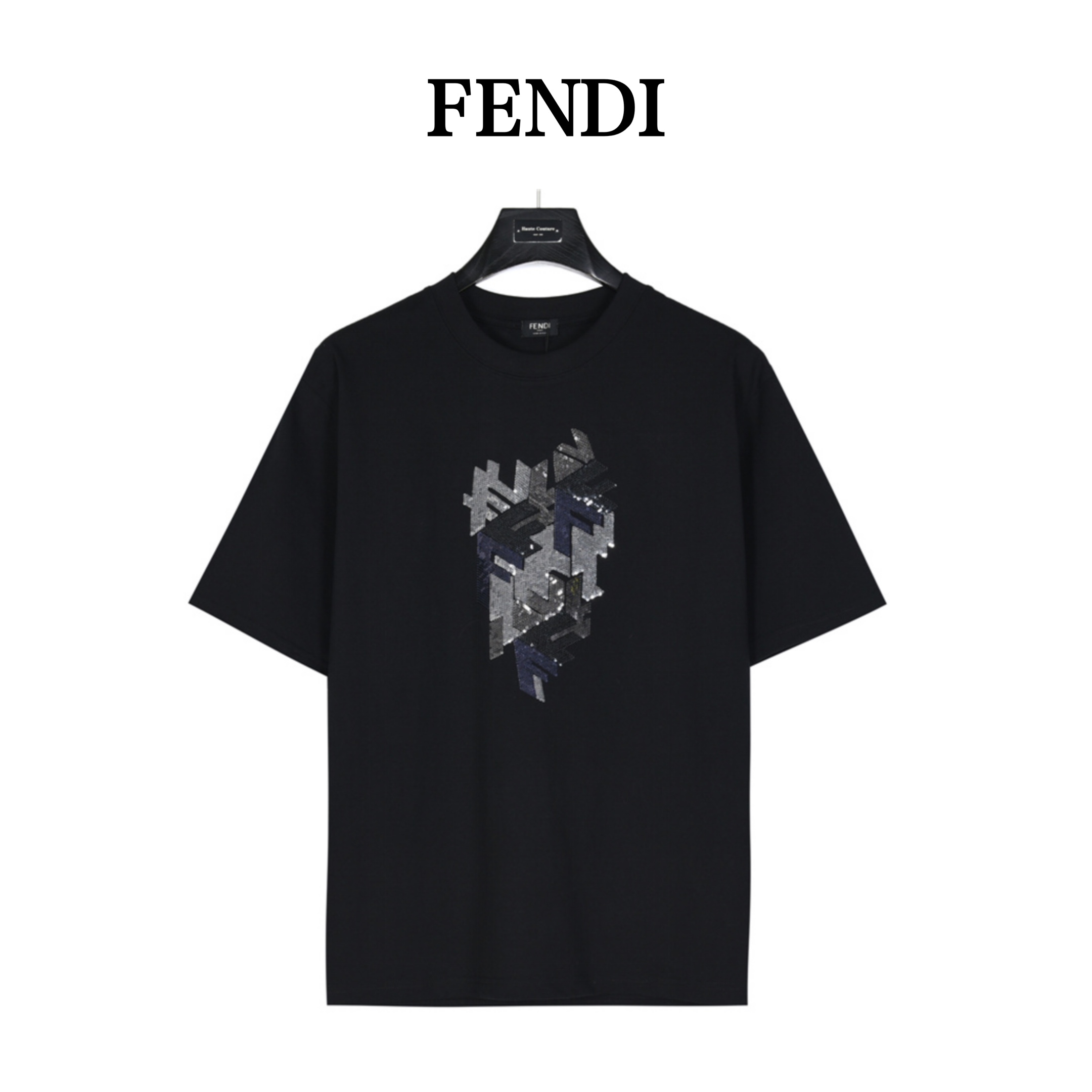 170 Fendi/芬迪 24ss 3D亮片珠片撞色绣花短袖T恤