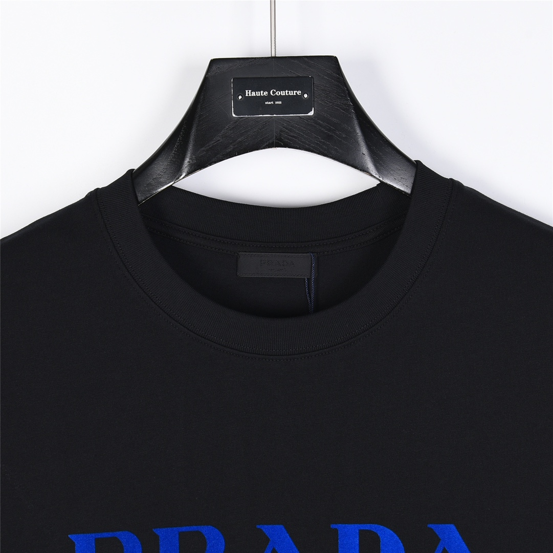 Prada/普拉达 24ss logo字母植绒短袖T恤