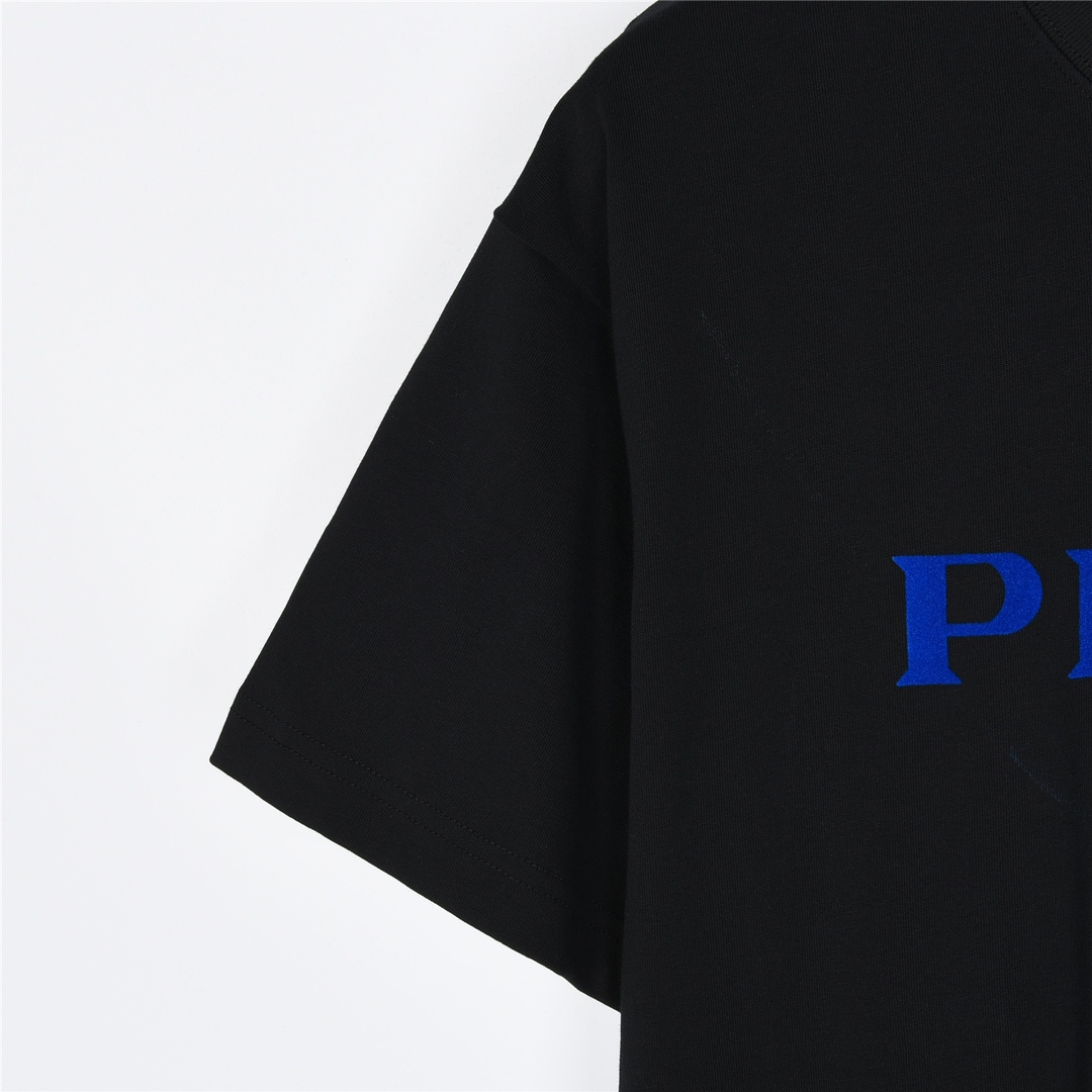 Prada/普拉达 24ss logo字母植绒短袖T恤