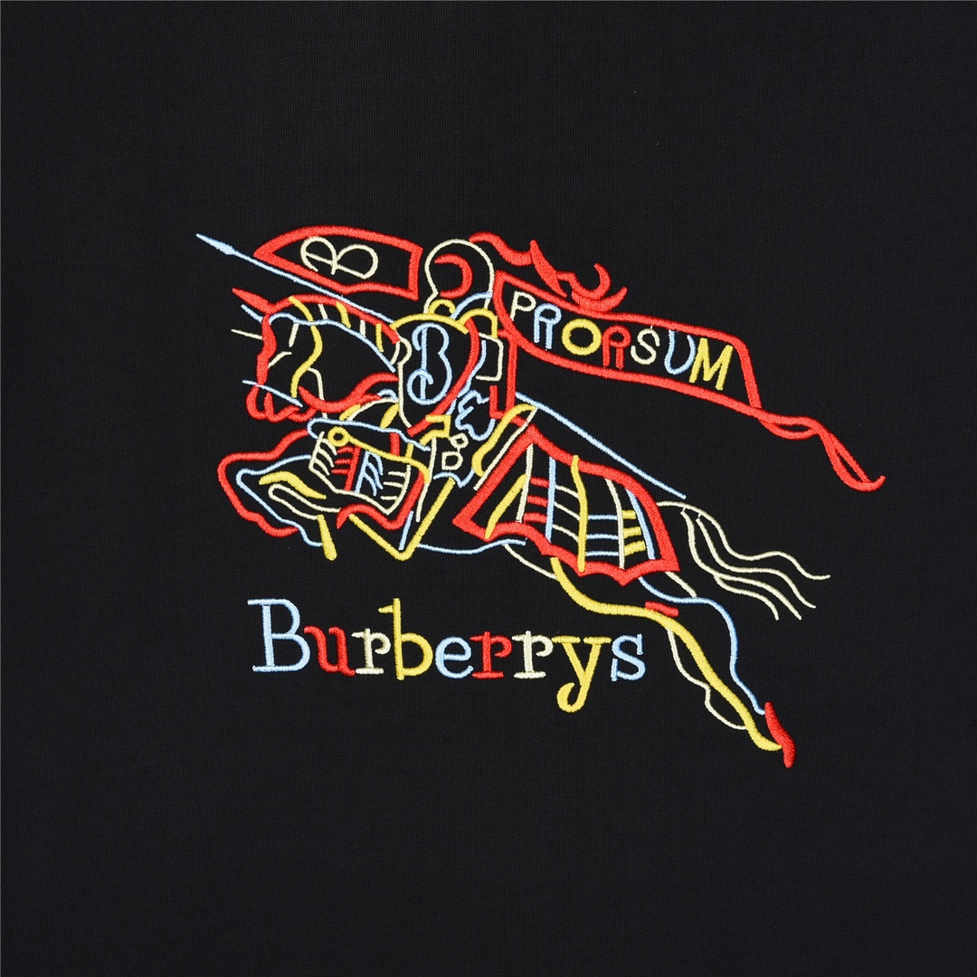 Burberry/巴宝莉 彩色骑士战马logo立体刺绣短袖T恤