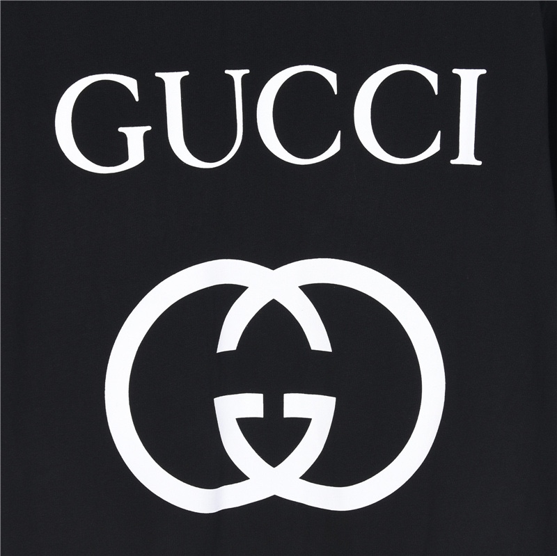 160 Gucci/古驰双G基础双环倒扣Logo印花短袖 面料采用32支双纱平纹无尘蚀毛针织棉