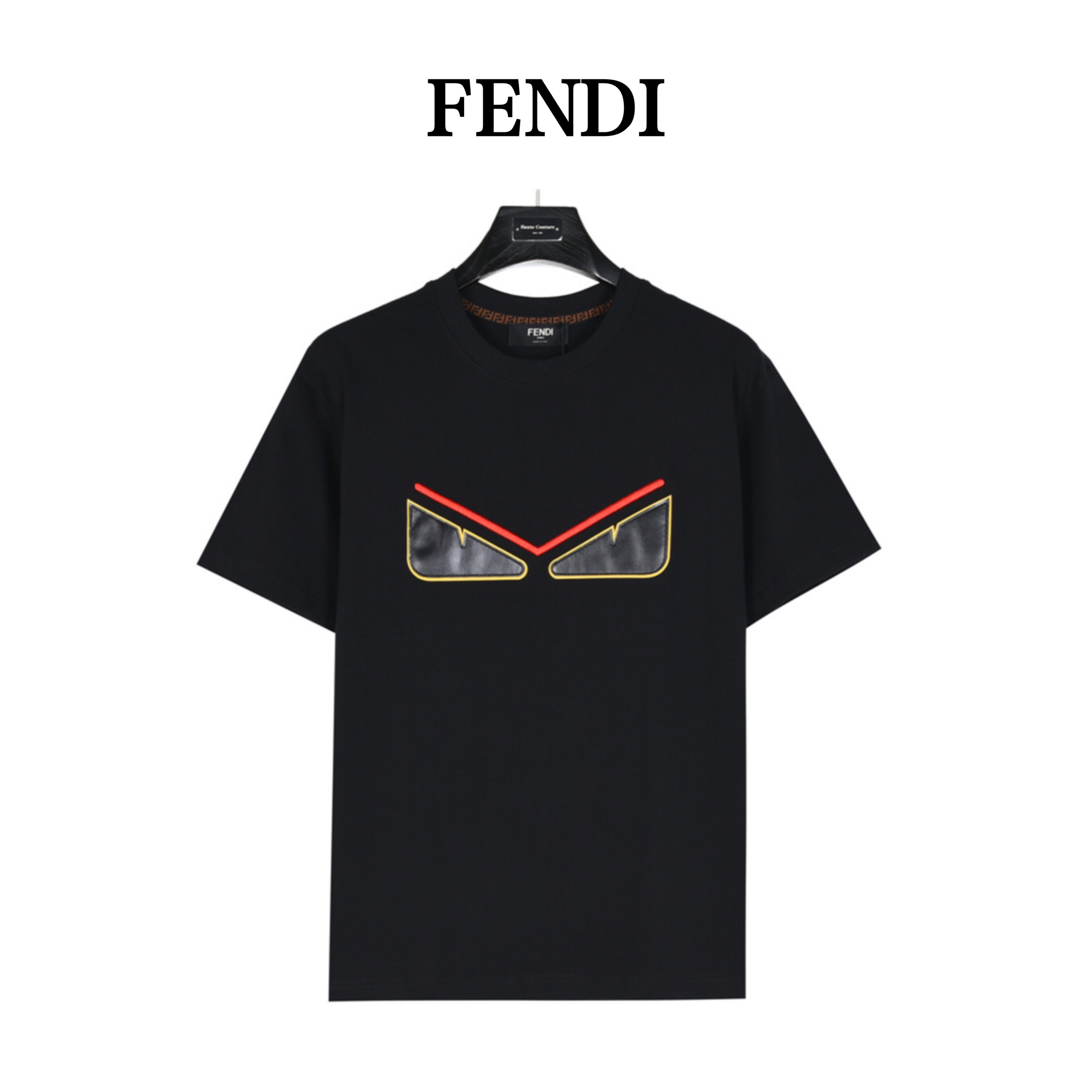 160 Fendi/芬迪 刺绣皮眼睛短袖T恤 男女同款全新美学灵感趣味设计