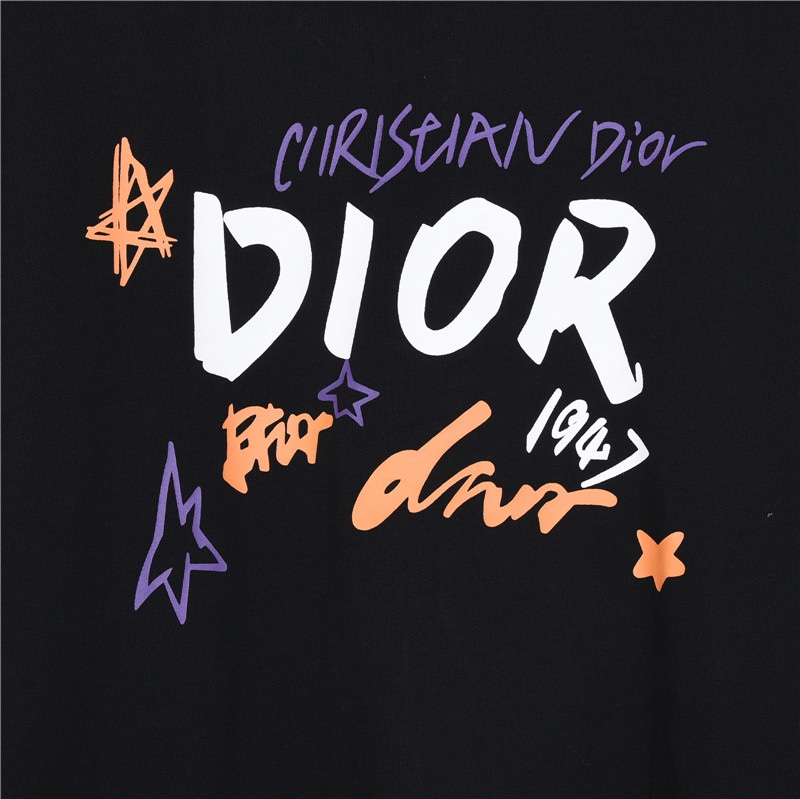 Dior/迪奥 手绘草写logo涂鸦短袖T恤