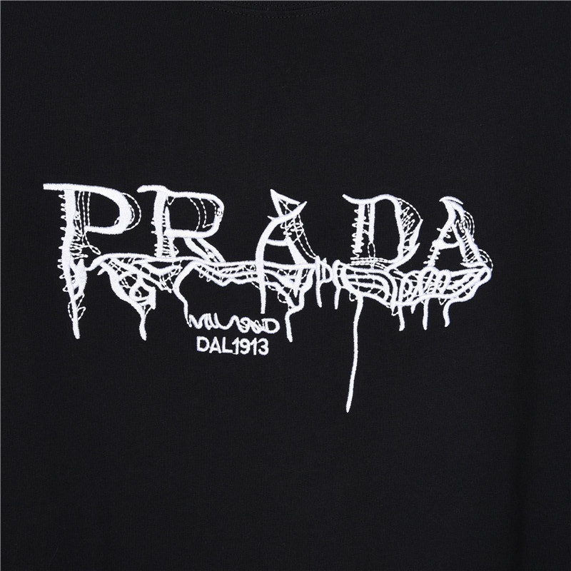 PRADA/普拉达 绳绣logo立体刺绣短袖T恤