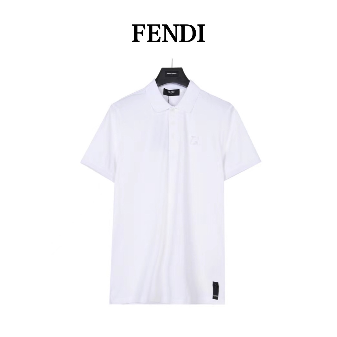 Fendi/芬迪 胸口双F字母刺绣经典款短袖POLO衫