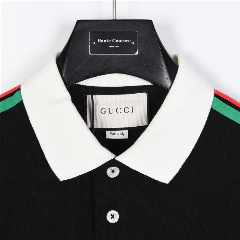 Gucci/古驰 红绿条纹1921限定口袋polo短袖