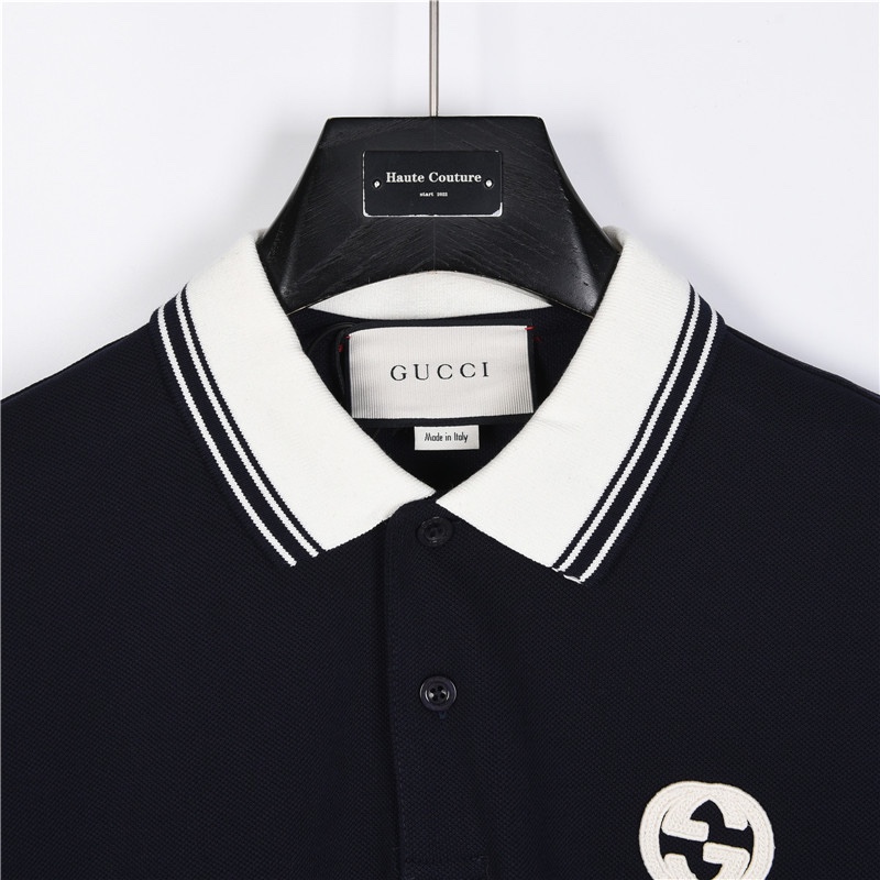 Gucci/古驰 胸口镶嵌双G刺绣polo短袖