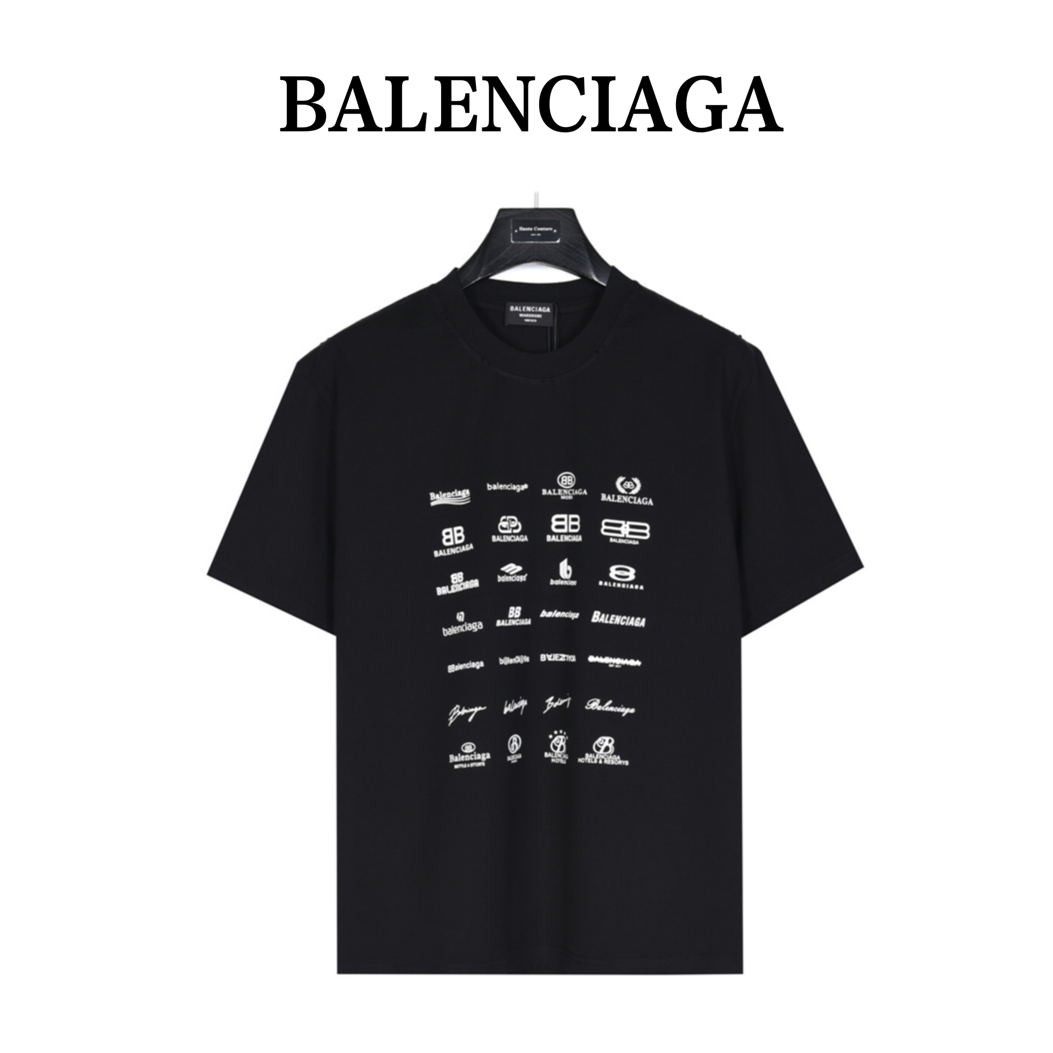 Balenciaga巴黎世家 经典款logo满印水洗破坏 短袖 甄选长绒棉纱 260g精纺高支重磅定织定染面料