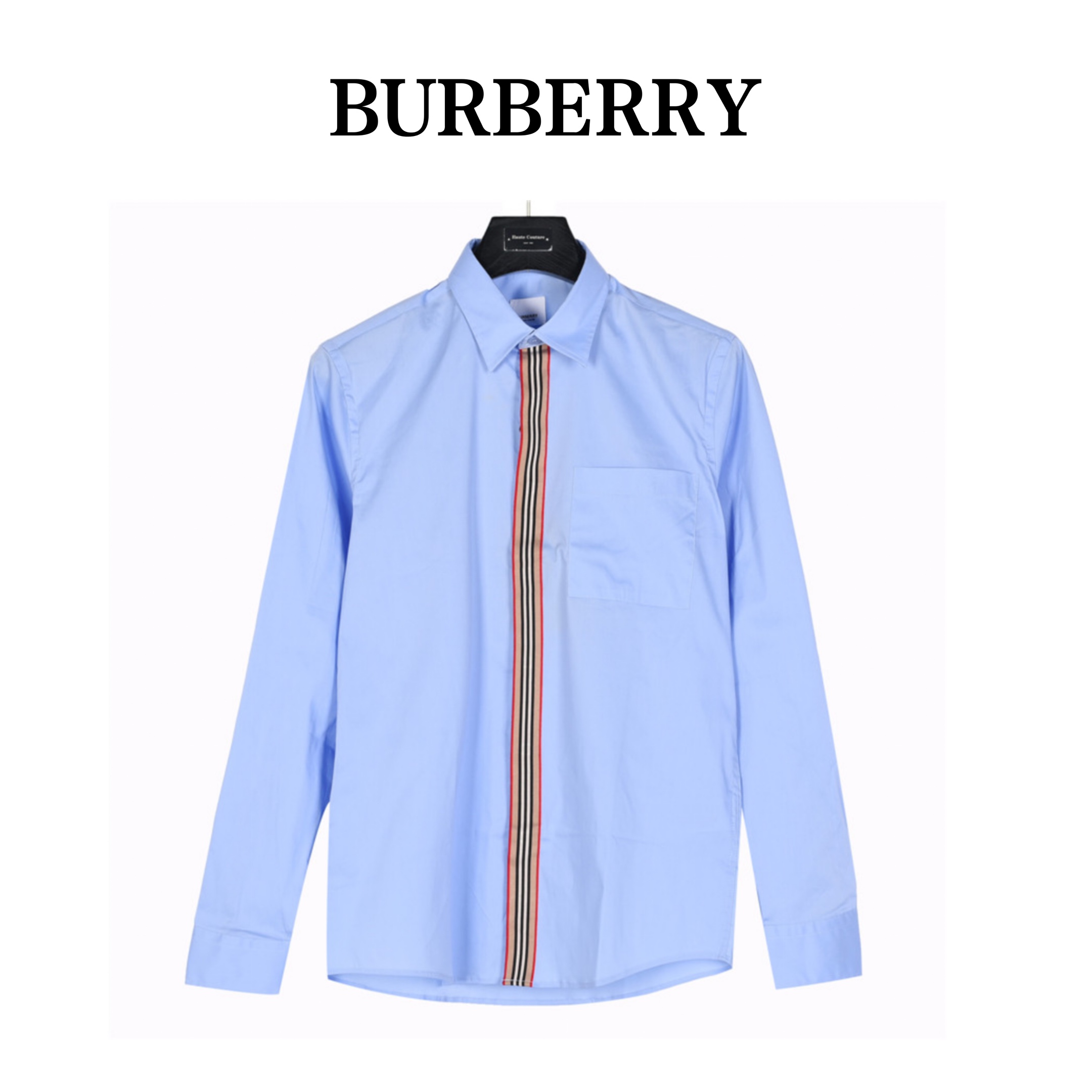 Burberry/巴宝莉 经典竖条格纹织带府绸棉长袖衬衫