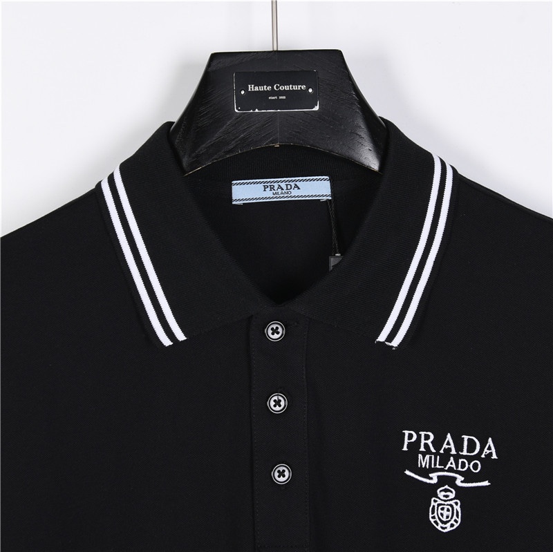 180 Prada/ 普拉达 徽标logo刺绣短袖Polo衫 客供精仿棉打造珠地材质面料 夏季新款T恤翻领短袖POLO衫