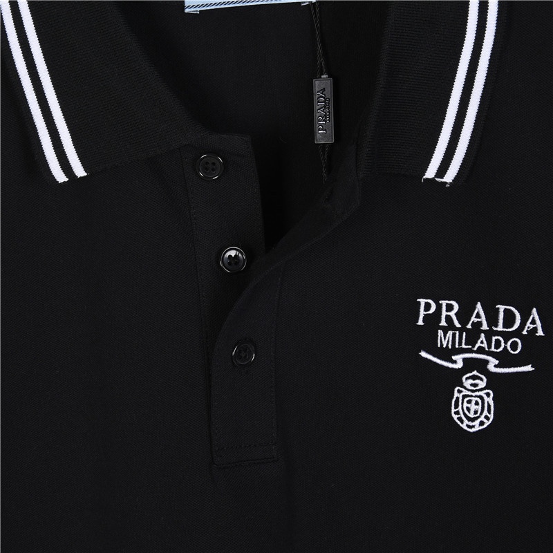 180 Prada/ 普拉达 徽标logo刺绣短袖Polo衫 客供精仿棉打造珠地材质面料 夏季新款T恤翻领短袖POLO衫