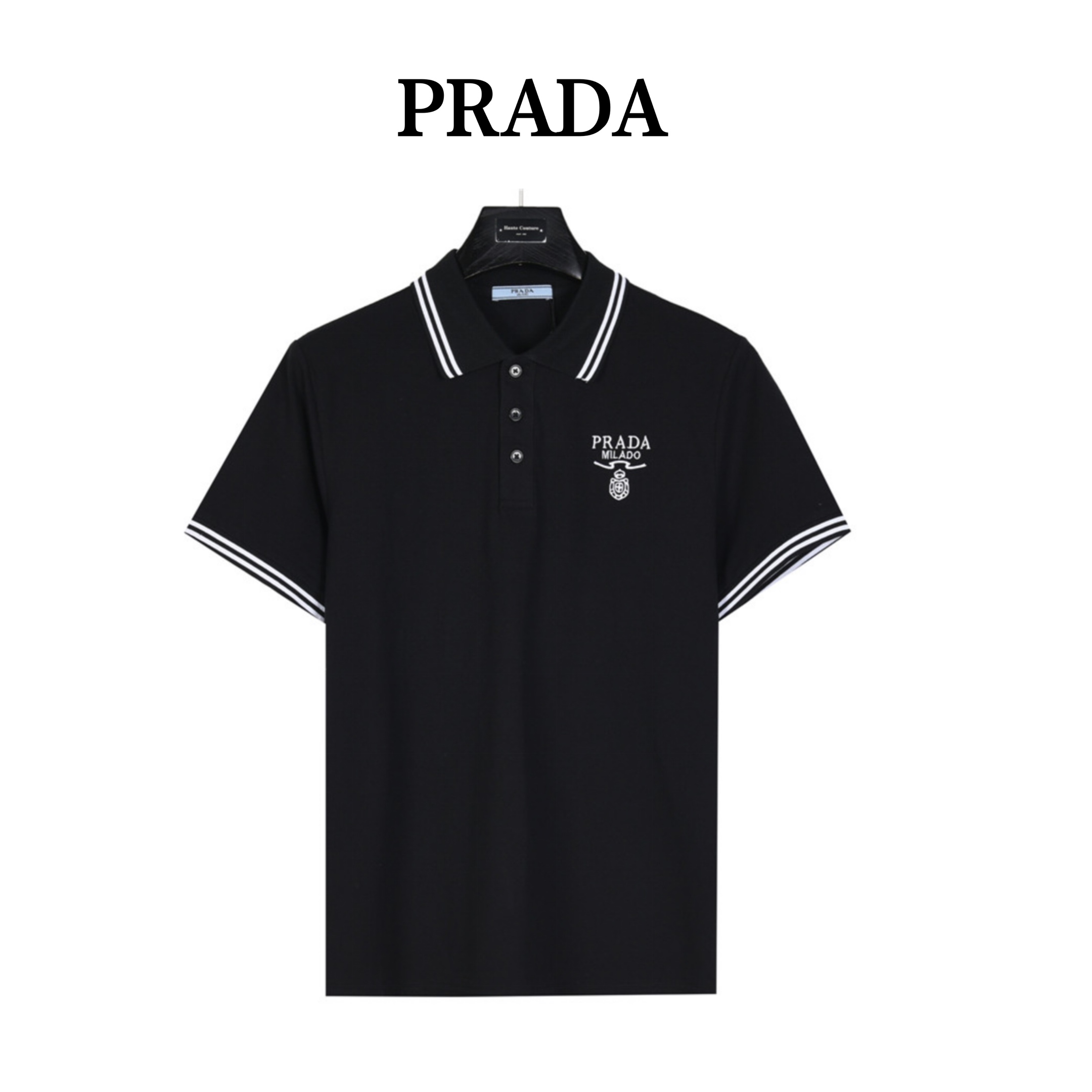 180 Prada/ 普拉达 徽标logo刺绣短袖Polo衫 客供精仿棉打造珠地材质面料 夏季新款T恤翻领短袖POLO衫