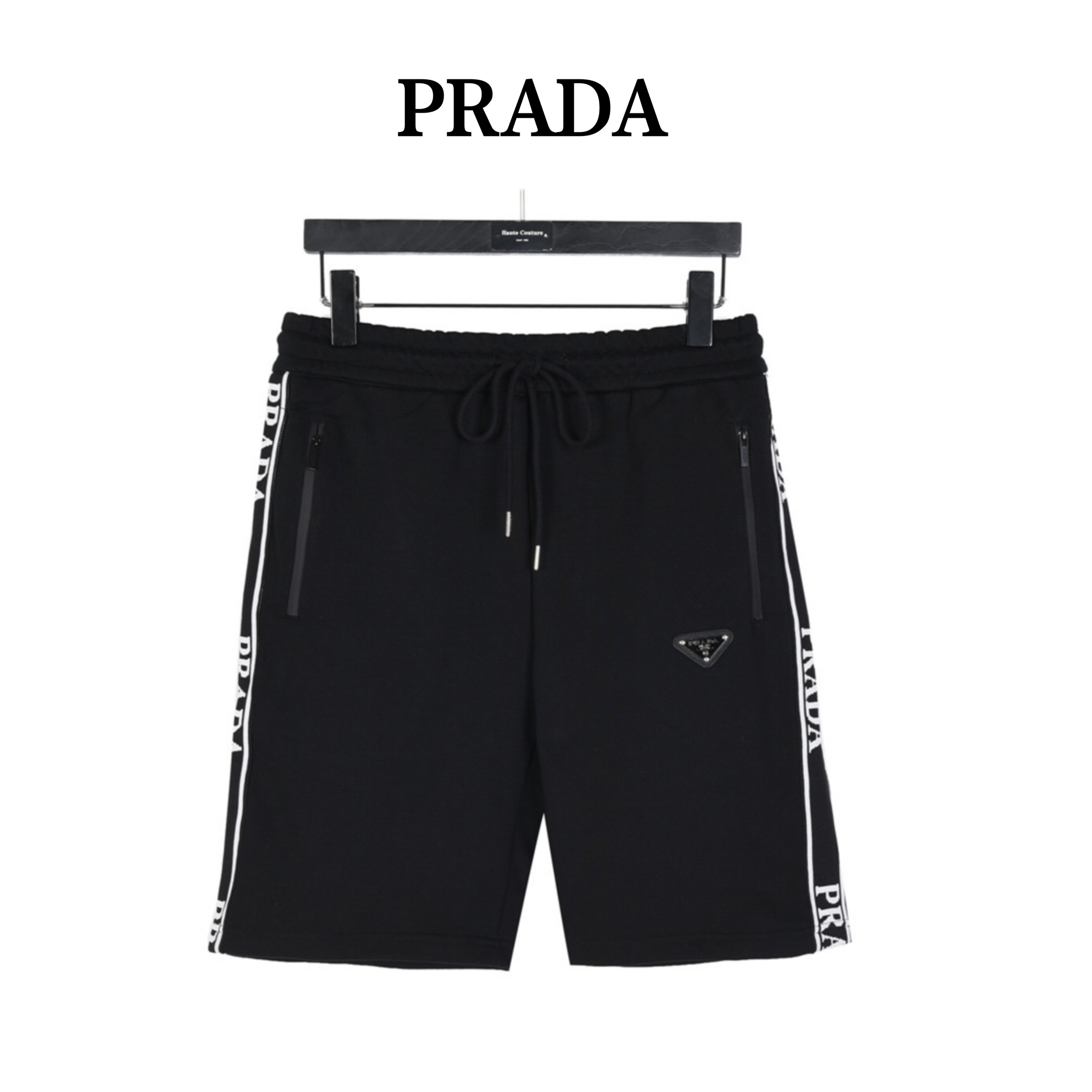 Prada/普拉达 铁牌三角标侧边织带短裤