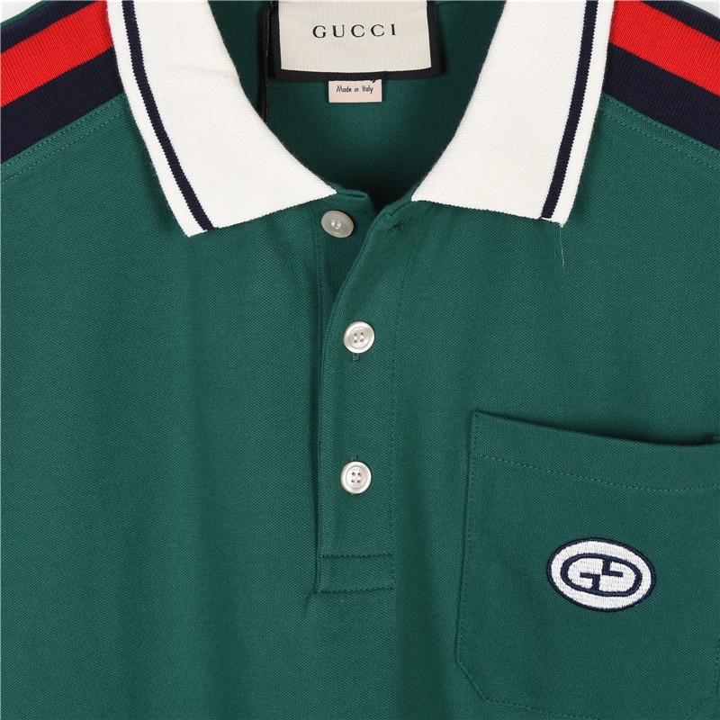 Gucci/古驰 红蓝织带互扣式双G棉质Polo衫