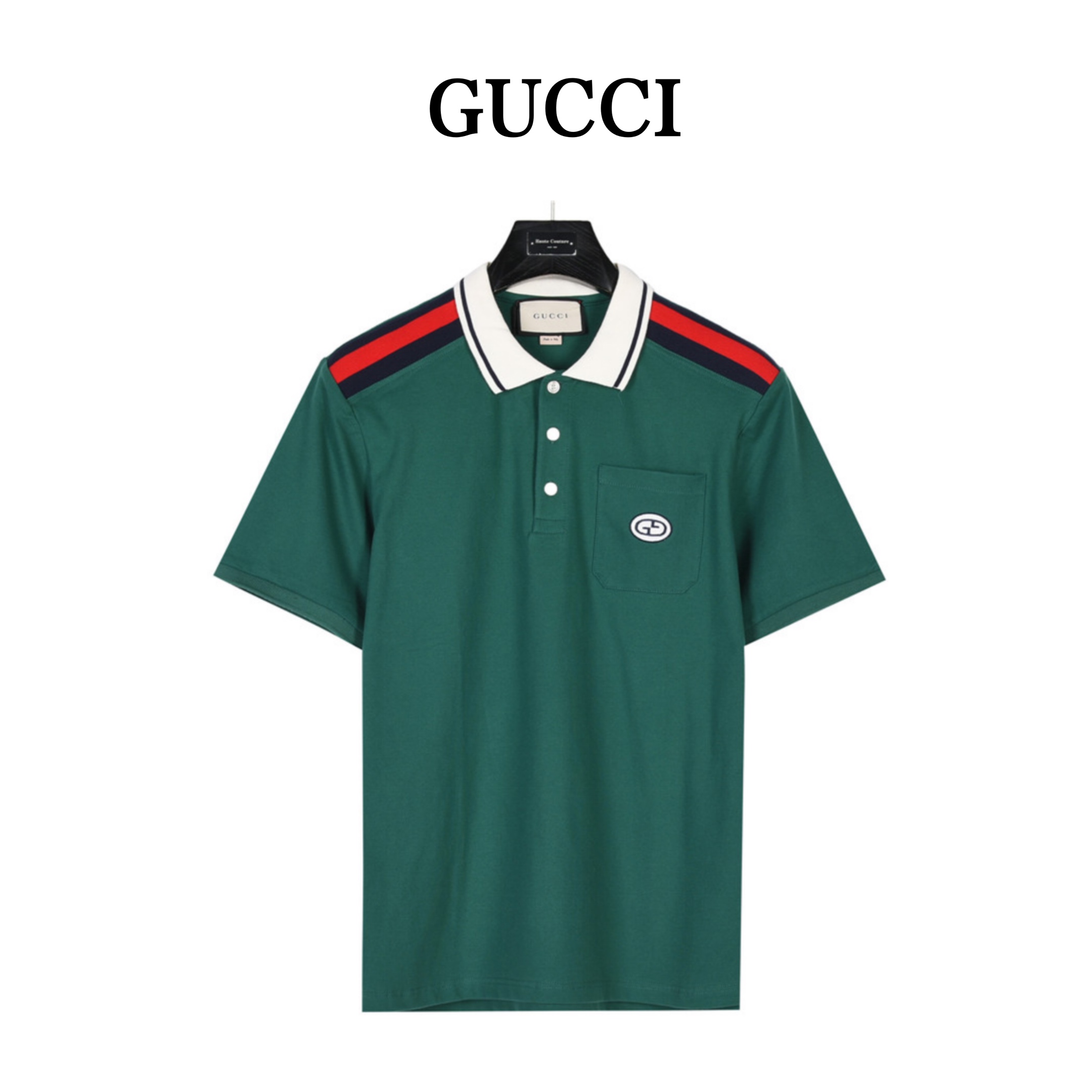 Gucci/古驰 红蓝织带互扣式双G棉质Polo衫