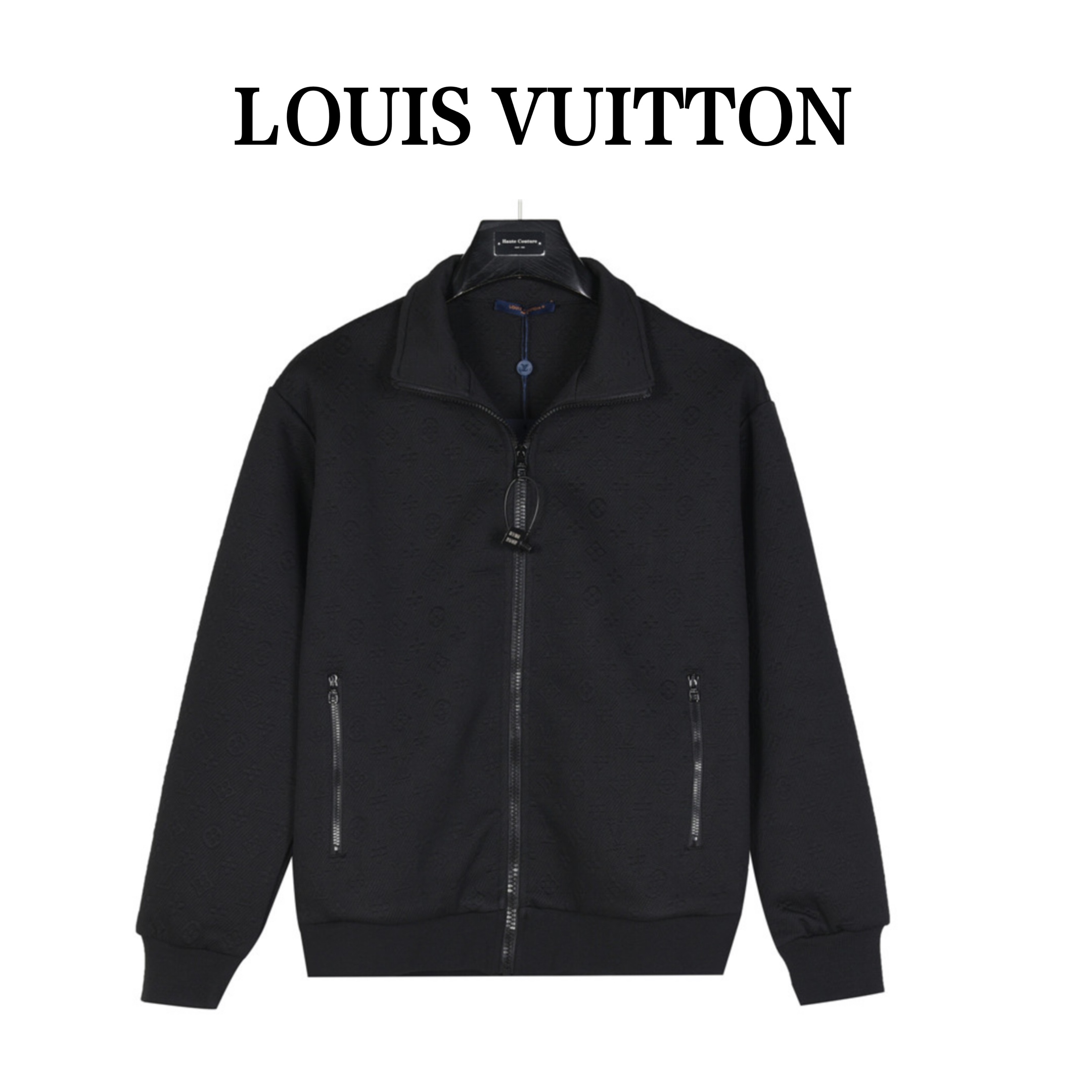 LouisVitton/路易威登黑色暗纹提花经典logo运动套装拉链外套