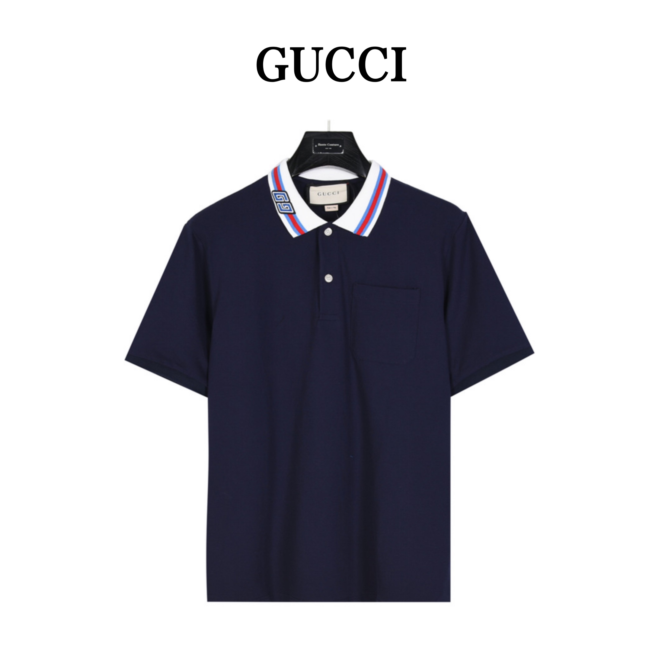 Gucci/古驰 饰方形双G珠地棉Polo衫