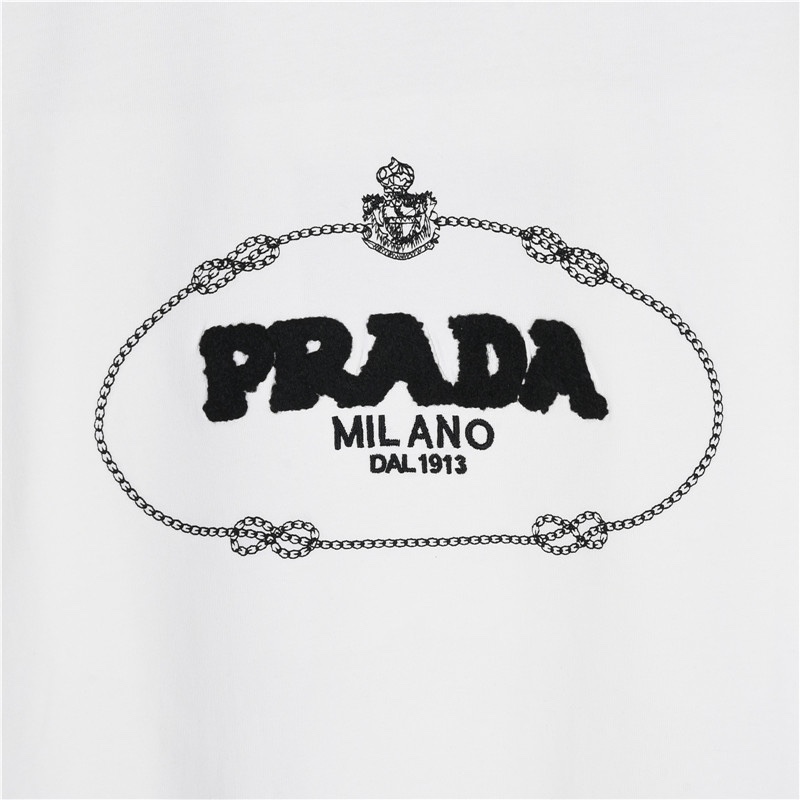 Prada/普拉达 毛巾绣刺绣字母logo短袖T恤
