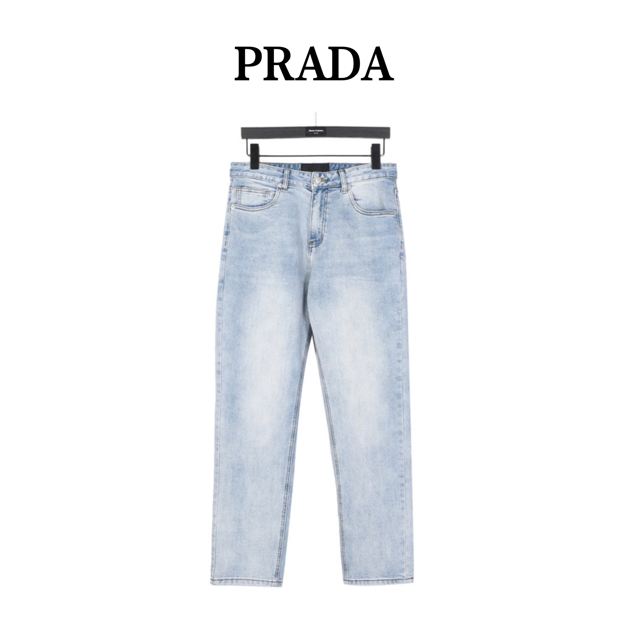 Prada/普拉达 后袋经典徽标logo压花水洗牛仔裤