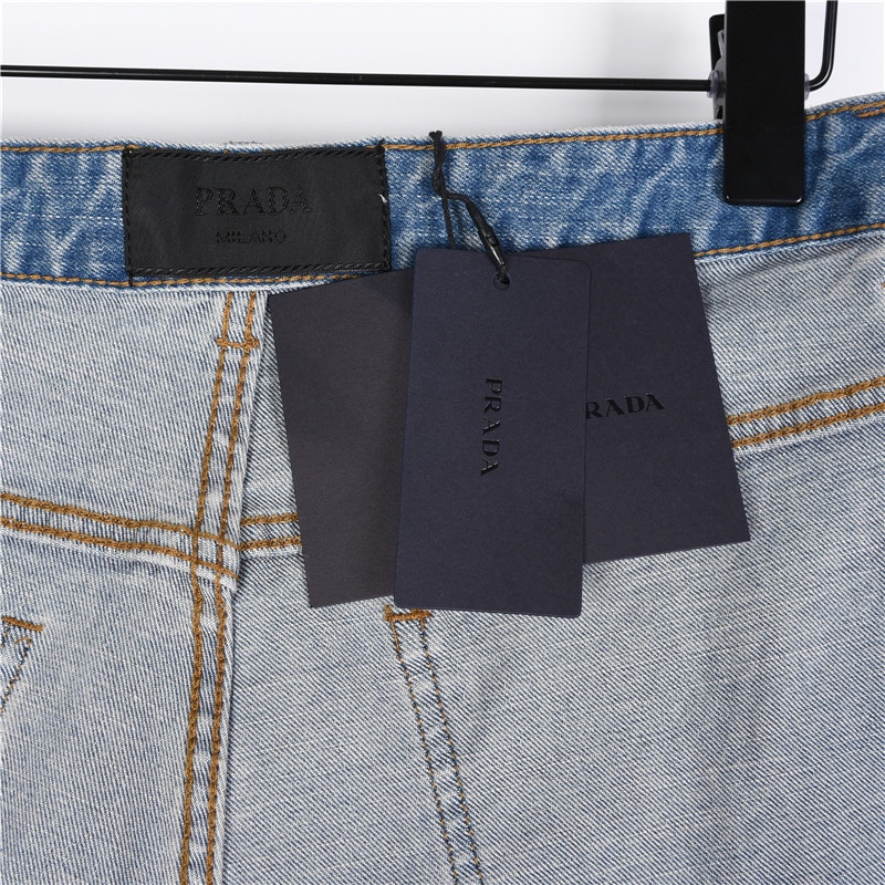 Prada/普拉达 后袋经典徽标logo压花水洗牛仔裤