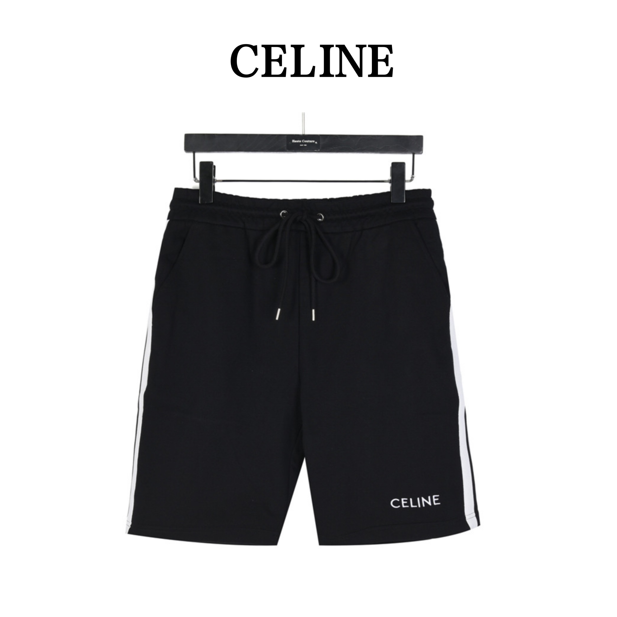 180 Celine/赛琳 刺绣小字母侧边织带短裤 男女同款全新美学灵感趣味设计