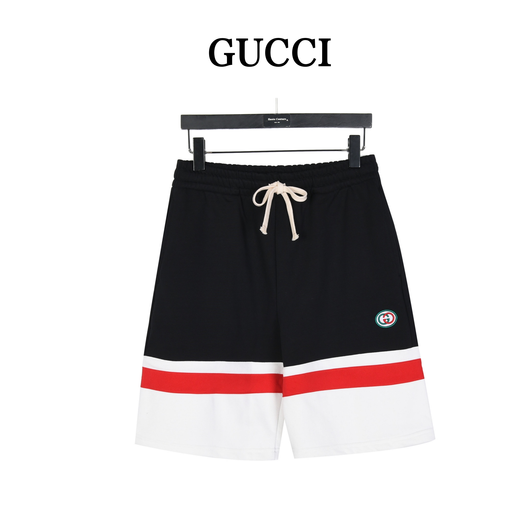 Gucci/古驰 条纹拼接双G刺绣短裤