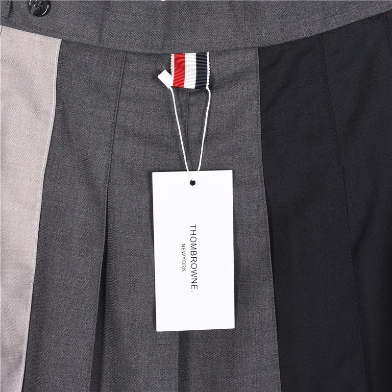 THOMBROWNE/汤姆布朗.TB经典三色拼接撞色前长后短开叉基础短裙