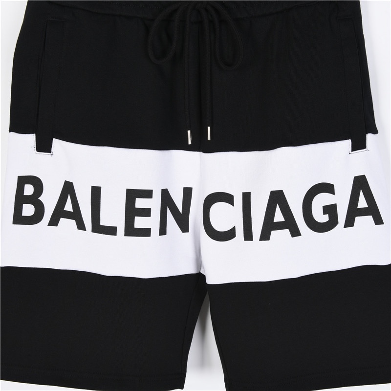 Balenciaga/巴黎世家 撞色拼接logo印花短裤