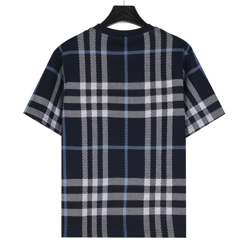 Burberry/巴宝莉 格纹针织短袖T恤 宝蓝格
