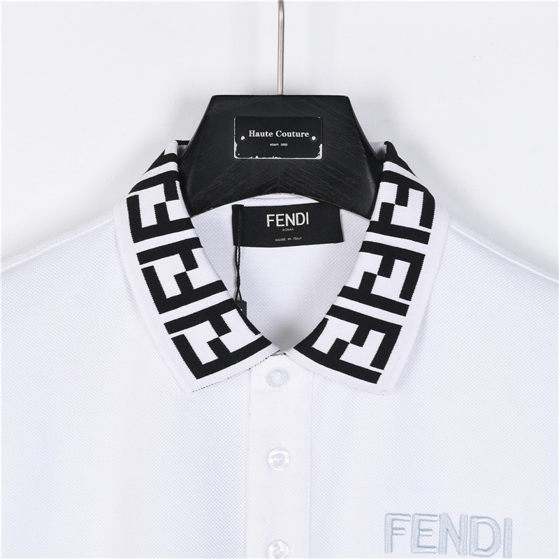 Fendi/芬迪 双F领口胸前刺绣字母短袖polo衫