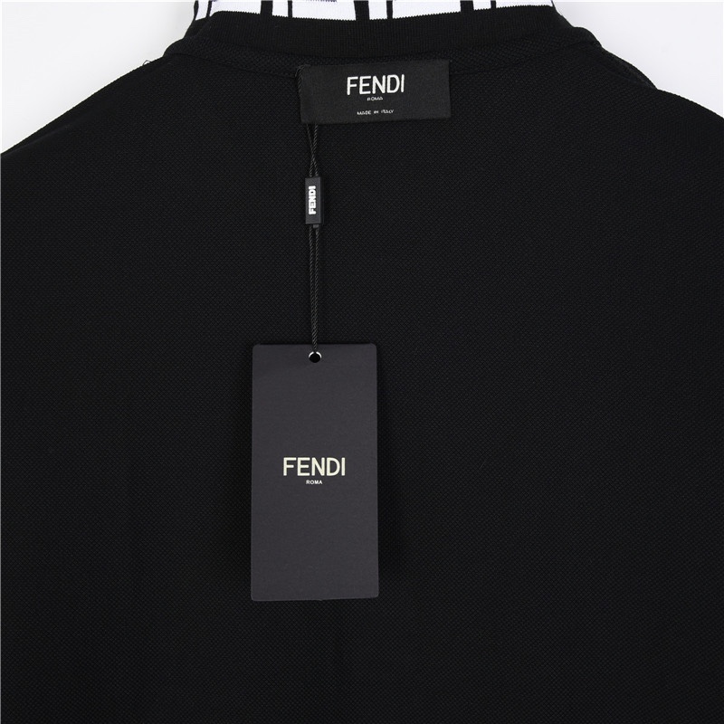 Fendi/芬迪 双F领口胸前刺绣字母短袖polo衫