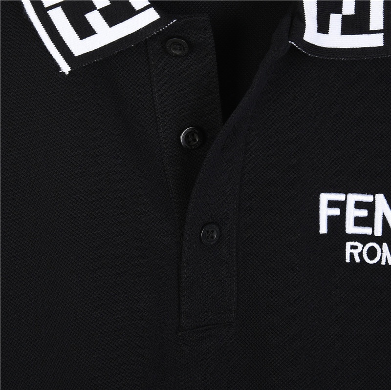 Fendi/芬迪 双F领口胸前刺绣字母短袖polo衫