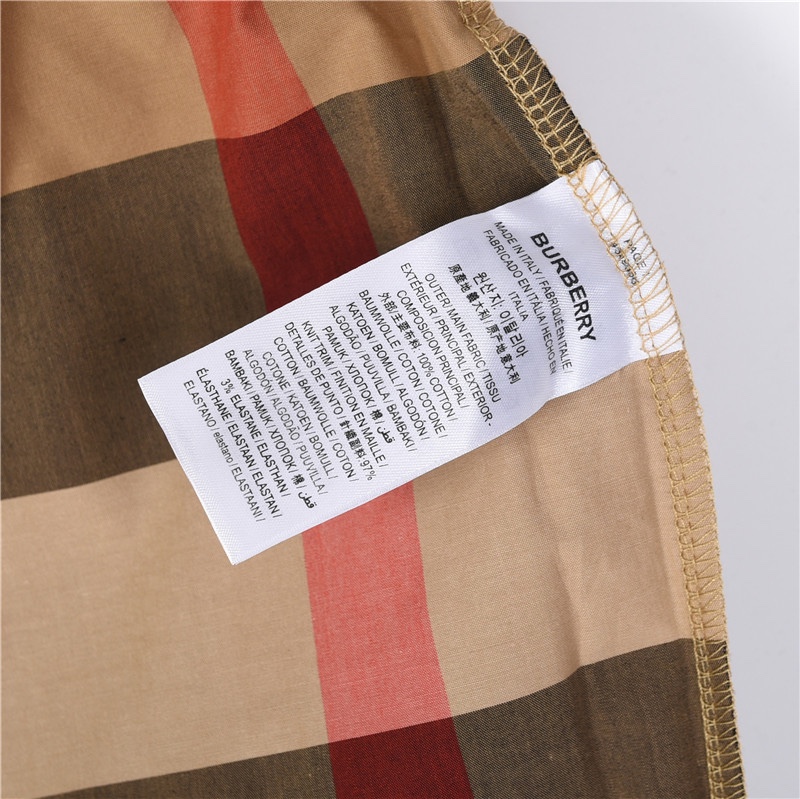 Burberry/巴宝莉 经典条纹格子短裤 卡其格宝蓝格