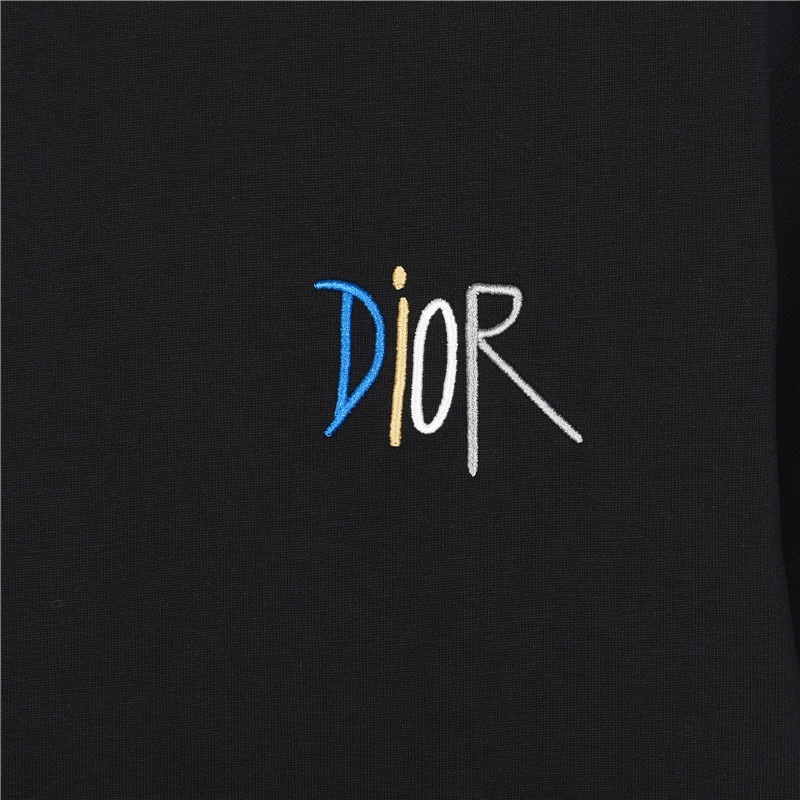 160 Dior/ 迪奥 24ss 胸口彩色logo刺绣情侣款短袖T恤 24夏季限定新款配色