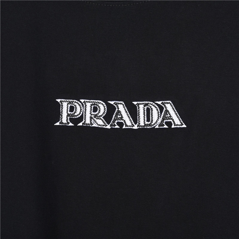 160 Prada/普拉达 胸前立体logo刺绣短袖T恤 简约百搭经典~神T